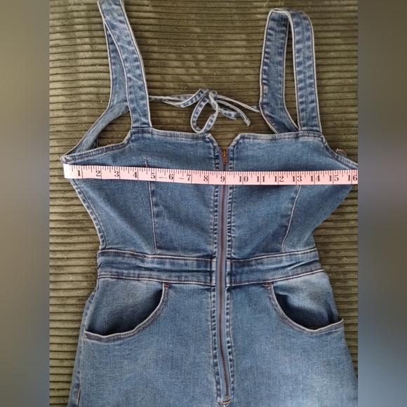 Free People We The Free Crvy 2nd Ave One Piece Jumpsuit Curulean Denim Size 4 - Picture 7 of 11